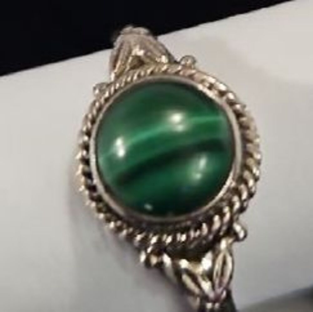 Malachite Stone Silver 925 Ring - Picture 2 of 11